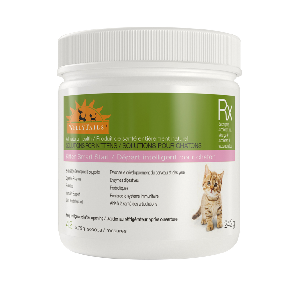 Natural Kitten Vitamins, Kitten Supplements, Young Cat Supplement 242 mg container- WellyTails