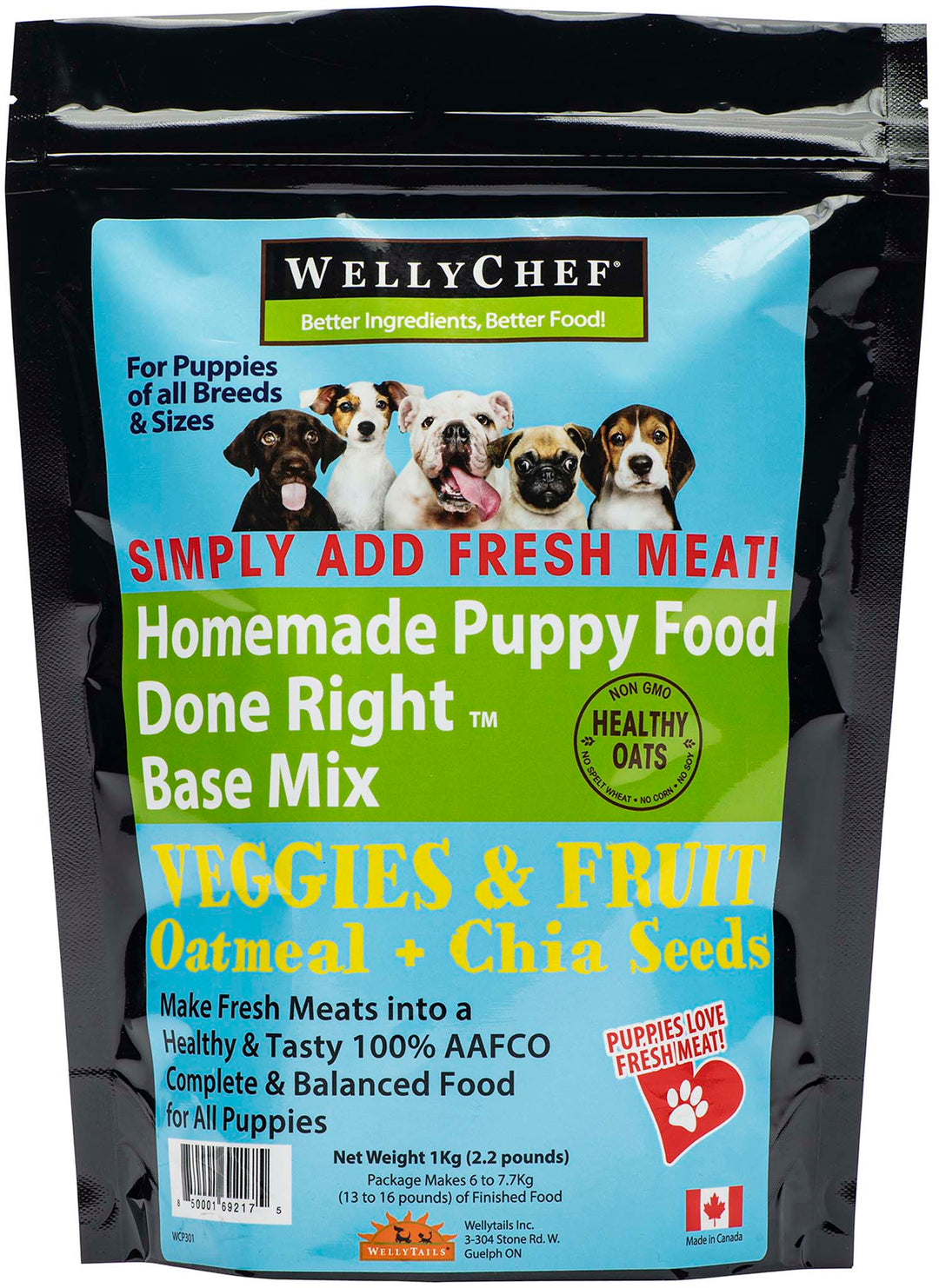 Mezcla básica hecha en casa para cachorros WellyChef: solo agregue carne fresca